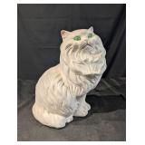Large Ceramic Cat Statue with Fur Texture - 17-Inch Tall