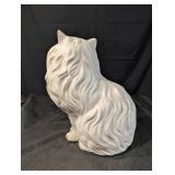 Large Ceramic Cat Statue with Fur Texture - 17-Inch Tall
