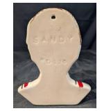 Ceramic Head Bust with Craquelure Glaze and Bold Geometric Chest Pattern