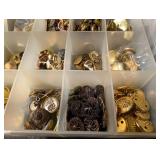 Assorted Vintage Buttons in Clear Organizer Boxes - Plastic, Shell & Metal