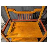Vintage Wooden Shelf with Curved Crest Rail and Slatted Back