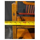 Vintage Wooden Shelf with Curved Crest Rail and Slatted Back