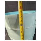 Antique Blue Painted Wooden Wash Tub with Metal Bands - Farmhouse Decor Bucket