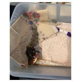 Assorted Vintage Cross-Stitch Fabrics, Lace & Embroidery Floss