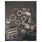 Assorted Vintage Belt Buckles & Hardware Lot - Rhinestone, Metal & Resin