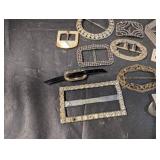 Assorted Vintage Belt Buckles & Hardware Lot - Rhinestone, Metal & Resin