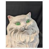 Large Ceramic Cat Statue with Fur Texture - 17-Inch Tall
