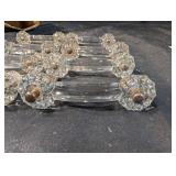 Vintage Clear Glass Cabinet Pulls - Curved Rails & Crystal End Caps (Lot of 8)