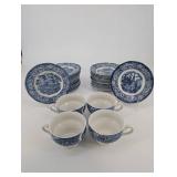 Liberty Blue Historic Colonial Scenes Teacups & Plates - Made in England