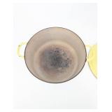 Le Creuset France Pale Yellow Enamel Cast Iron Dutch Oven - 9 Inch Vintage