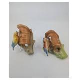 lot of 2-1930s Czechoslovakia Ceramic Bird on bird house wall pockets