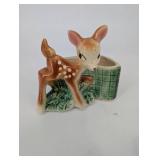 Assorted Ceramic Animal Figurine planters - Deer Fawn with Planter, Dog & Duck planters