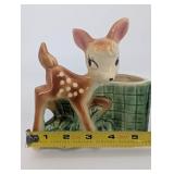 Assorted Ceramic Animal Figurine planters - Deer Fawn with Planter, Dog & Duck planters
