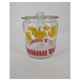 Anchor Hocking Vintage Glass Canister with Lid - Duck & Tulip Pattern