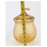 Vintage Bubble-Pattern amber Glass Jar with Lid