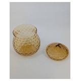 Vintage Bubble-Pattern amber Glass Jar with Lid