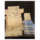 Assorted Vintage Linen Napkins, Doilies & Lace Trim - Embroidered Floral Embellishments