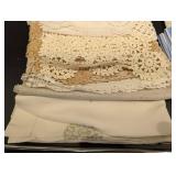Assorted Vintage Linen Napkins, Doilies & Lace Trim - Embroidered Floral Embellishments
