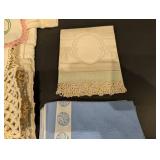 Assorted Vintage Linen Napkins, Doilies & Lace Trim - Embroidered Floral Embellishments