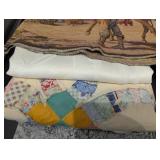 Assorted Vintage Tapestry Panels & Patchwork Quilts - Wall Hangings & Textile Fragments