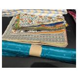 Assorted Fabric Remnants - Patchwork Floral Stripe & Check Prints (Quilting Textiles)