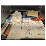 Vintage Embroidered Linen Napkins & Tea Towels Assortment - Floral & Figurative Motifs