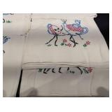 Vintage Embroidered Linen Napkins & Tea Towels Assortment - Floral & Figurative Motifs