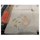Vintage Embroidered Linen Napkins & Tea Towels Assortment - Floral & Figurative Motifs