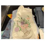 Vintage Embroidered Linen Napkins & Tea Towels Assortment - Floral & Figurative Motifs