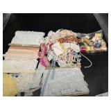 Assorted Lace Trims & Fabric Bundle - Eyelet Lace, Ribbons & Spools