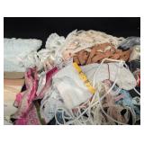 Assorted Lace Trims & Fabric Bundle - Eyelet Lace, Ribbons & Spools