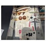 Assorted Sewing Notions & Craft Supplies - Zippers, Thread, Ribbon, Buttons & Patterns