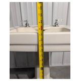 Pedestal Bathroom Sink with Chrome Dual-Handle Faucets - 32-Inch Tall