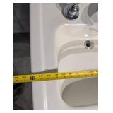 Pedestal Bathroom Sink with Chrome Dual-Handle Faucets - 32-Inch Tall