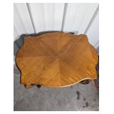 Ornate Carved Wood Side Table with Leaf Scroll Motifs & Cabriole Legs