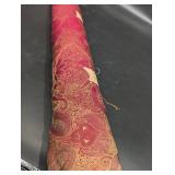 Red Damask Brocade Fabric Roll with Gold Pattern - 4 1/2 Inch Wide