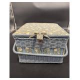 Vintage Floral Sewing Box with Thread Spools, Pattern Cards & Notions