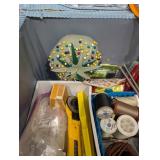 Vintage Floral Sewing Box with Thread Spools, Pattern Cards & Notions