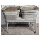 Wheeling Galvanized Tubs on Stand (Lot of 2)
