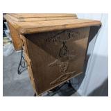 Vintage Singer Sewing Machine Cabinet Vanity Desk with Carved Oak Front