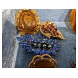 Vintage Jewelry Box Lot - Brooches, Beads & Necklaces