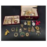 Jewelry Box - Costume Jewelry & Christmas Pins