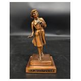 Girl Scouts USA Voyageur Patrol 1965 Bronze Figurine on Wood Base