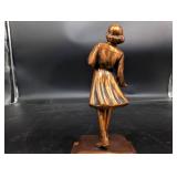 Girl Scouts USA Voyageur Patrol 1965 Bronze Figurine on Wood Base