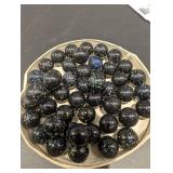 Assorted Black Glass Marbles with Multicolor Speckles
