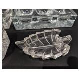 Crystal Glass Two-Section Rectangular Serving Dishes - Pressed Pattern