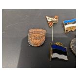 Estonia & Minnesota Enamel Pins Assortment - Eesti Flags, Tallinn Plaque & University M Pins