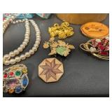 Wooden Jewelry Display Box - Assorted Costume Jewelry Mixed