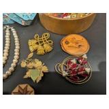 Wooden Jewelry Display Box - Assorted Costume Jewelry Mixed