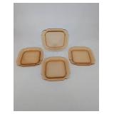 Amber Glass Square Dessert Plates - 6 3/4 in - Set of 7